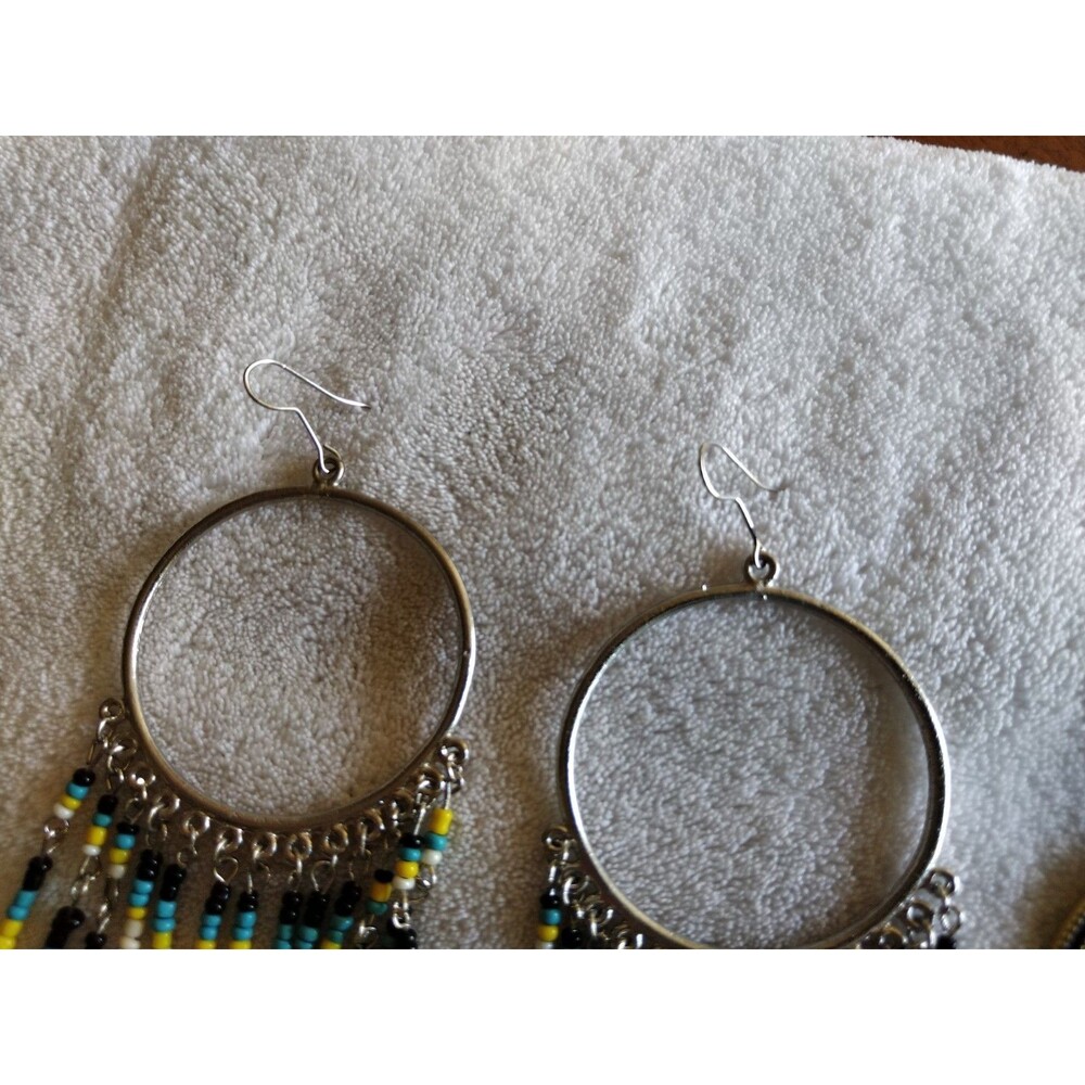 Earring Lot BOHO Seeds Beaded Bohemian Dangle Drop Hoop Chandelier Pierced - Picture 8 of 16